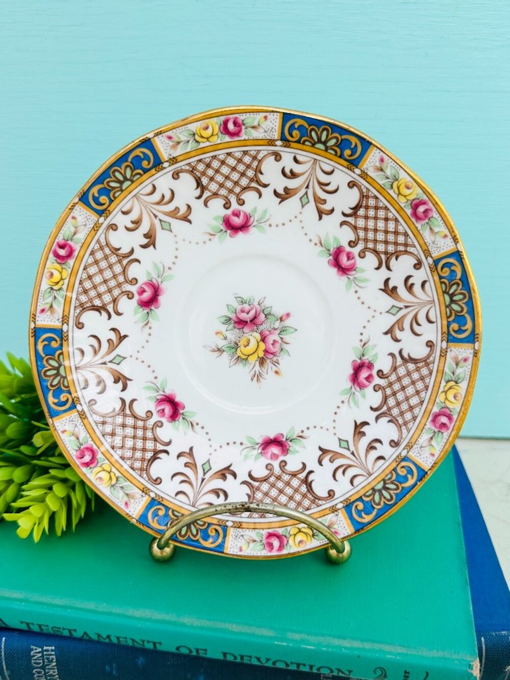 Vintage English Saucer, Queen's Rosina China Kenilworth pattern, Tea Party Dish